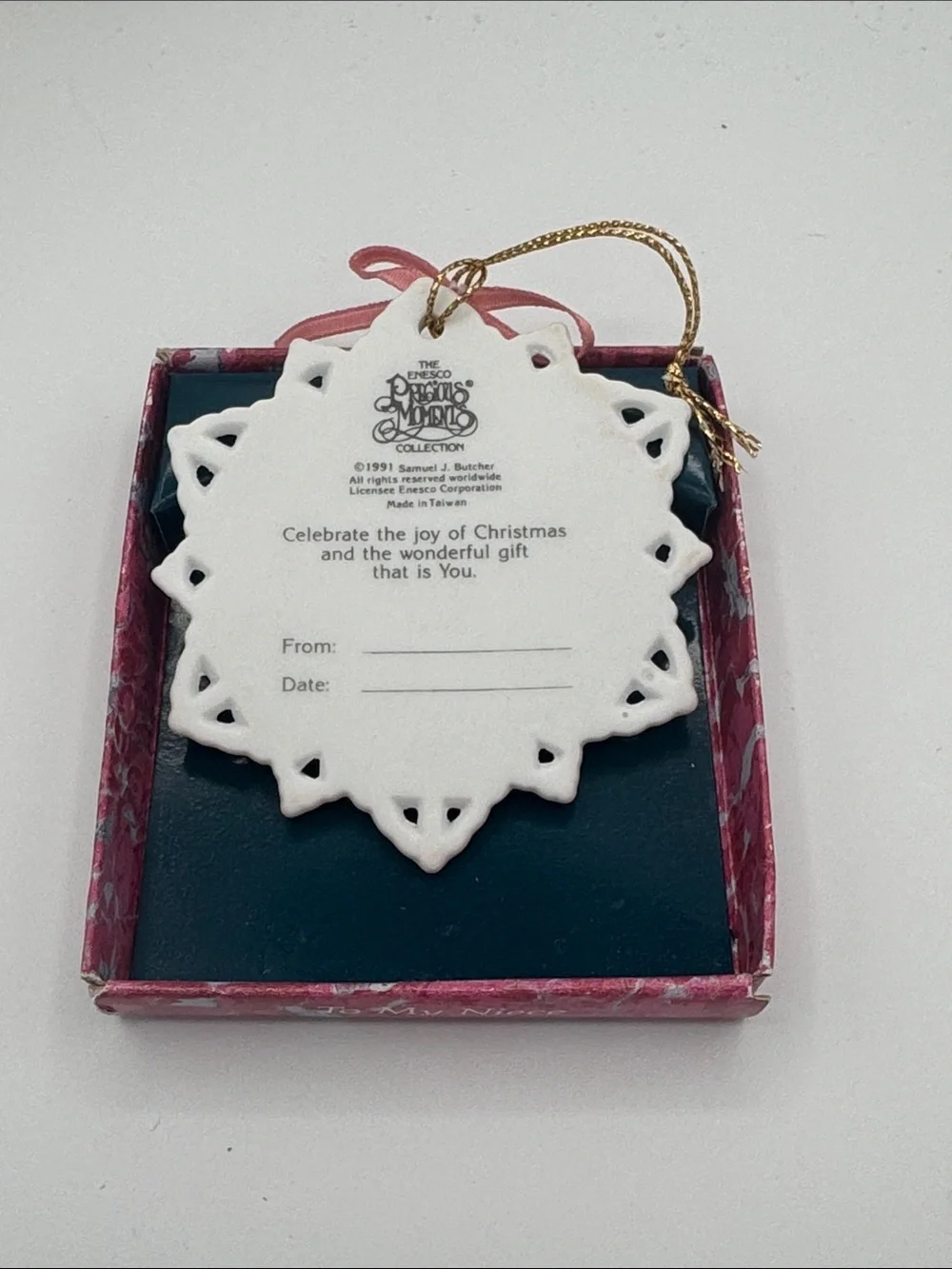 Precious Moments 1991 Snowflake Ornament To My Niece Box 234192 Samuel Butcher
